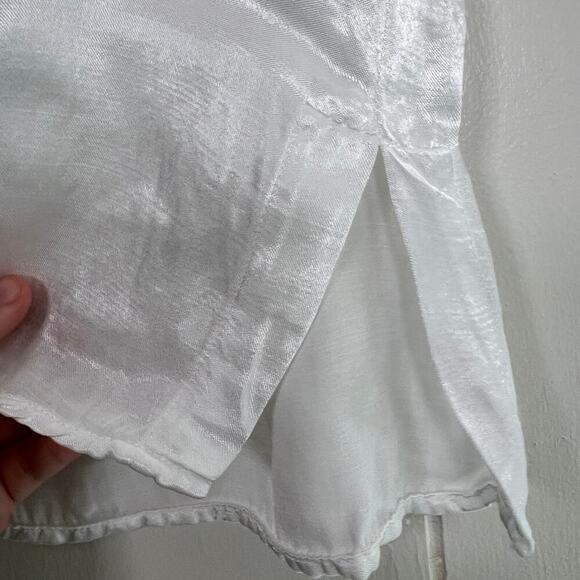 Bella Dahl Sleeveless Satin White Notch Collar Button Down S - Picture 8 of 9